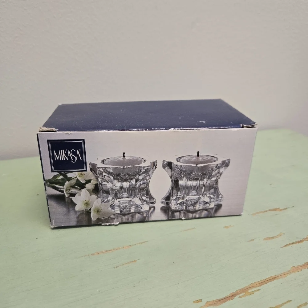 Mikasa Sparkling Star Clear Crystal Votive Candle Holders Pair - Picture 5 of 5
